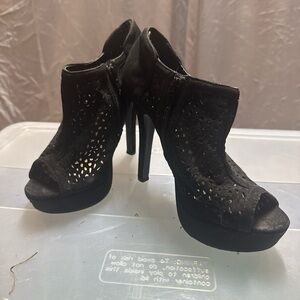 Elegant Black Peep-Toe Heels